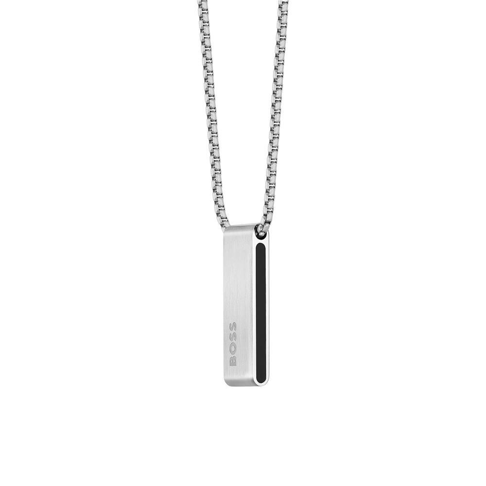 BOSS - Box-chain necklace with reversible logo pendant