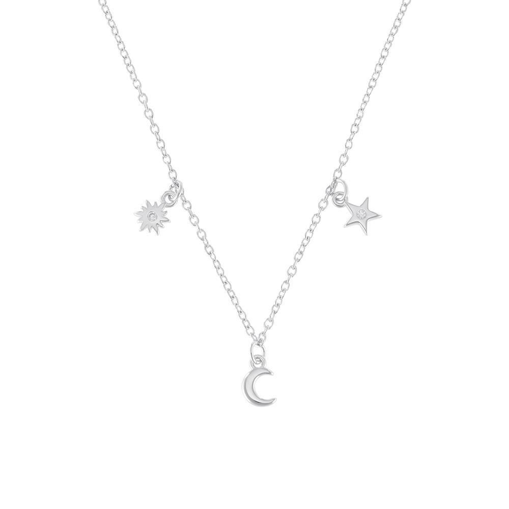 Off Center Moon and Stars Necklace Gold | Tiny Moon with Stars Necklace –  Amanda Deer Jewelry