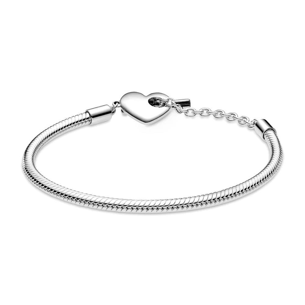 925 silver bracelet moments heart t-bar for ladies