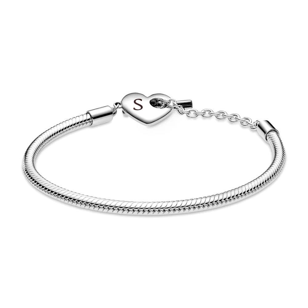 925 silver bracelet moments heart t-bar for ladies