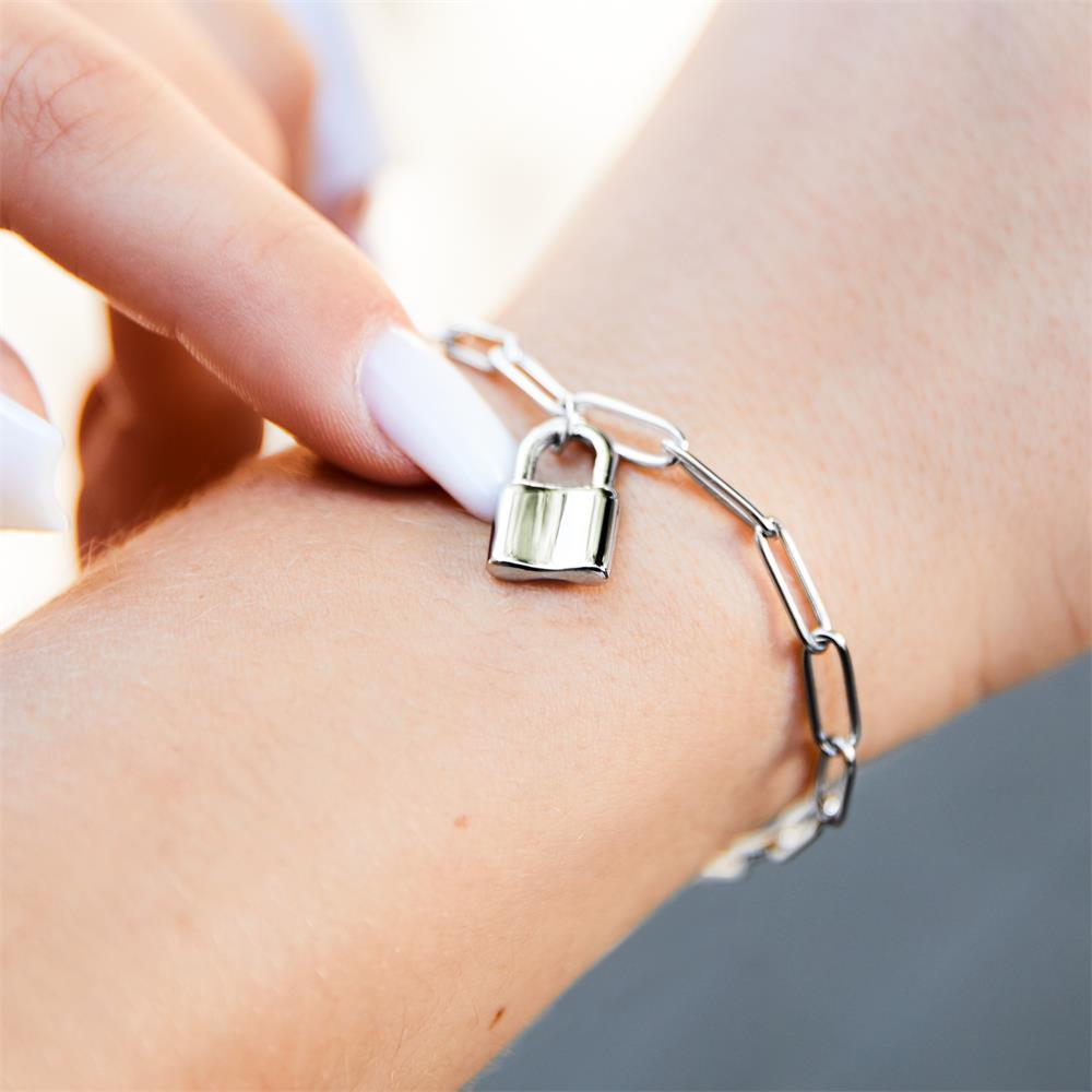 Silver Lovel Lock Bracelet with Key Necklace Couple Gift at Rs 400 in  Ernakulam