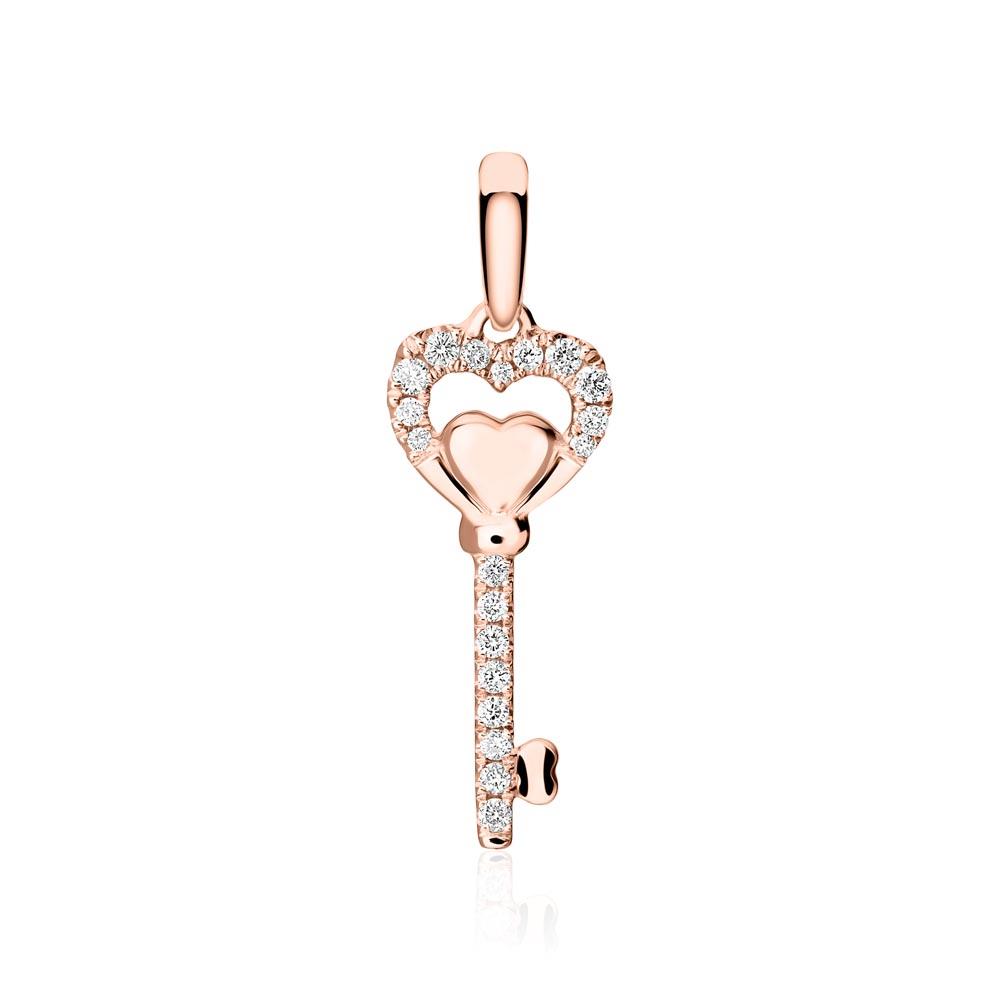 Kette Schlüssel aus 18K Roségold mit Diamanten