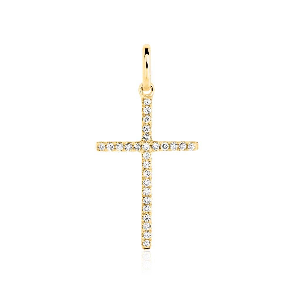 Brilladia Kreuz Anhänger aus 585er Gold mit Diamanten BDP0036-14KGSL