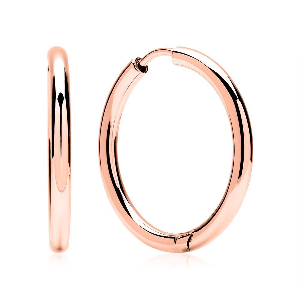 Unique Stainless Steel Hoops Pink Gold E5117-25