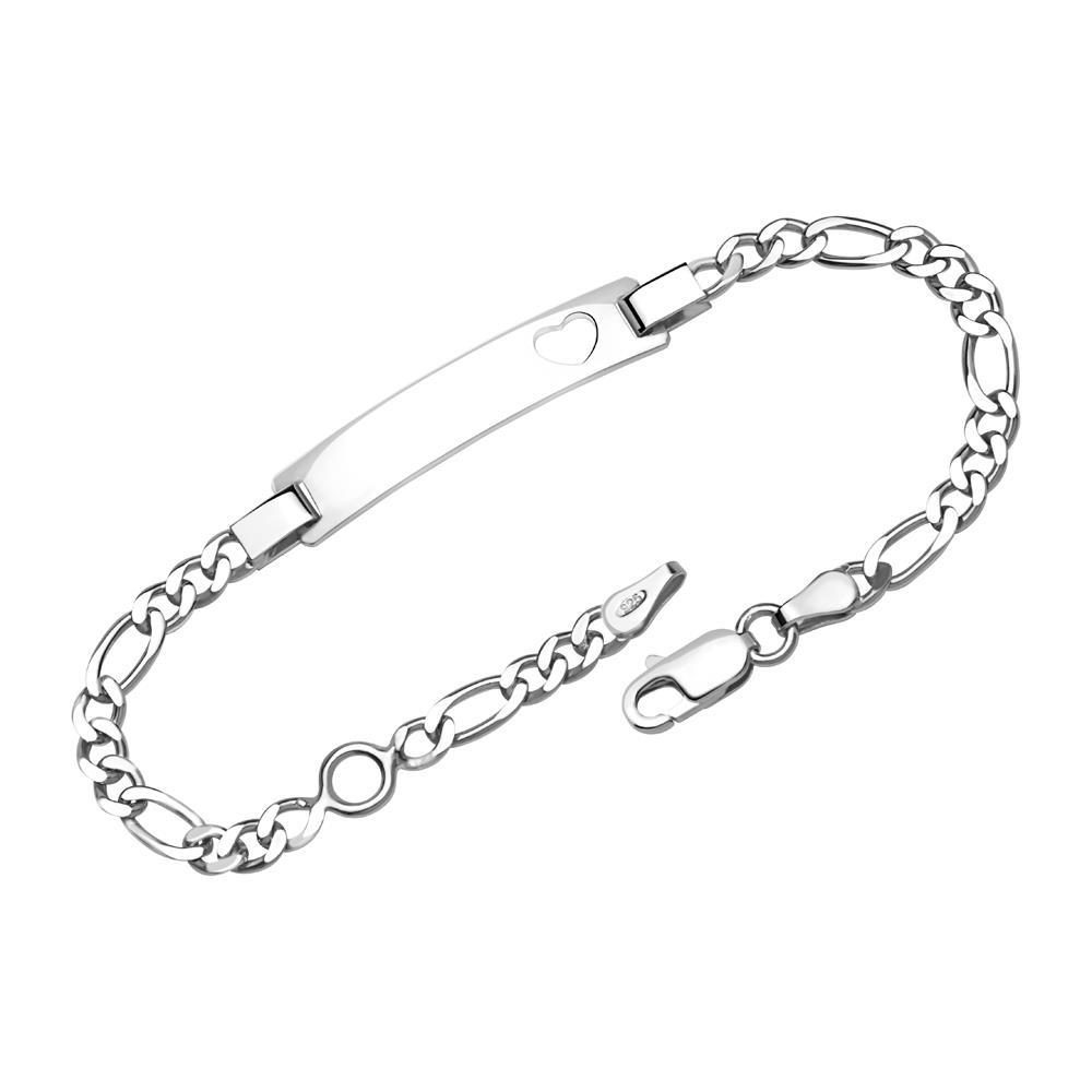 Gravur ID0035-H Silber Herzmuster 925 Armband