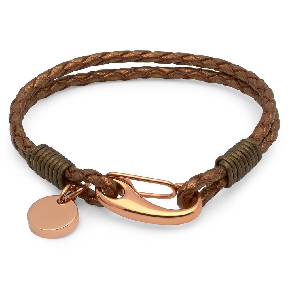 Bronzefarbenes Vintage-Armband aus Leder LB0357SL