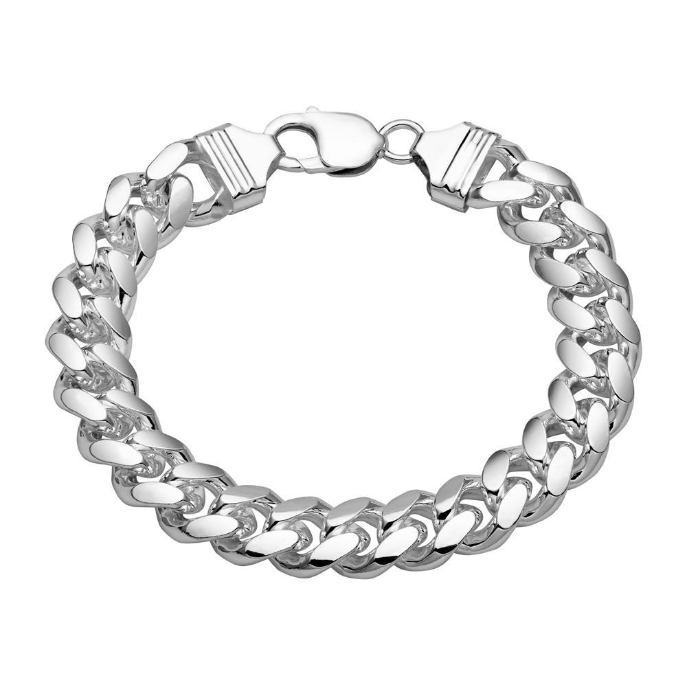 Unique Gentlemen's Curb Bracelet In Sterling Silver, 12 mm, OVA PA0120-OVA