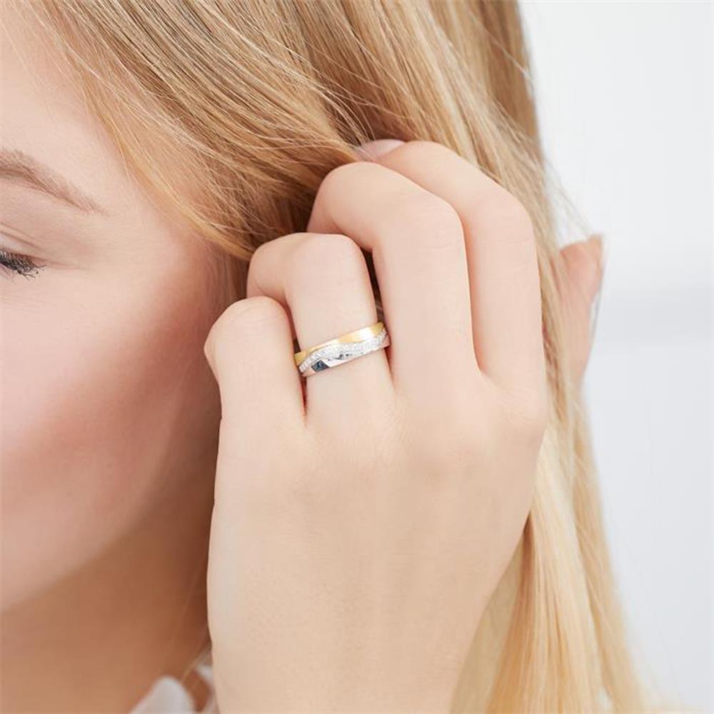 Anillo bicolor para mujer Plata 925 grabable R8581cz