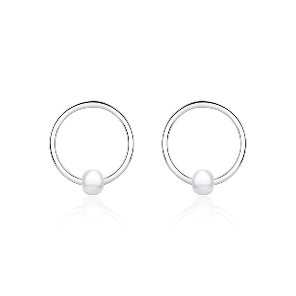 Kreis Ohrstecker für Damen aus 925er Silber mit Perlen