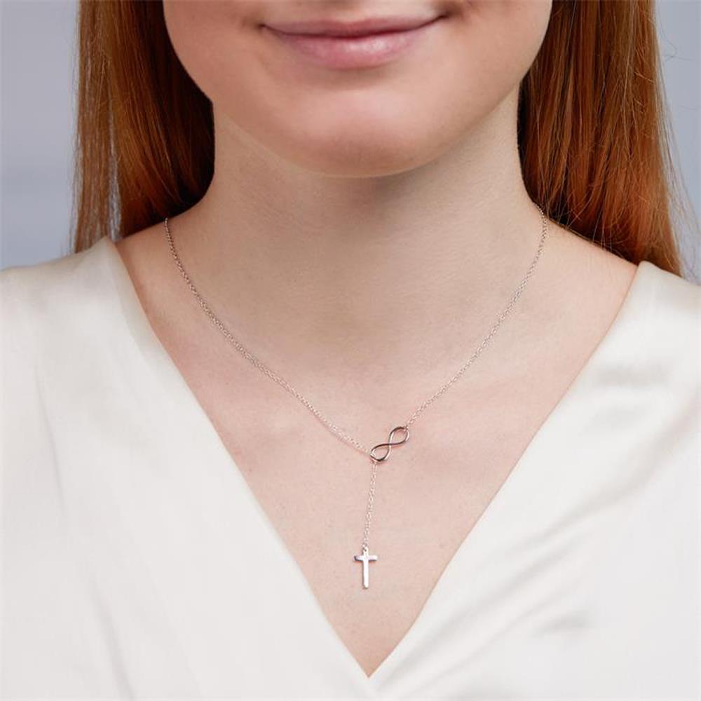 14K Gold Plated Infinity Cross Pendant Necklace - Jewelry Bubble