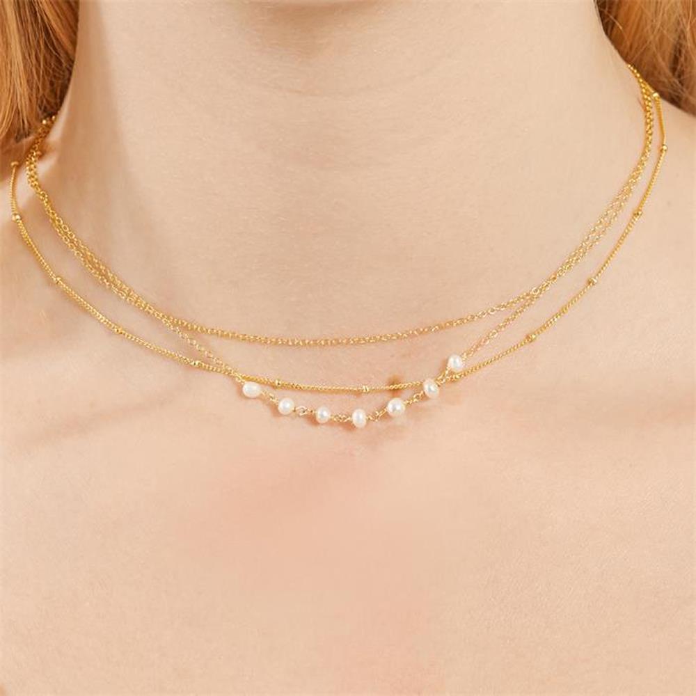 Halskette für Damen aus vergoldetem 925er Silber Perlen