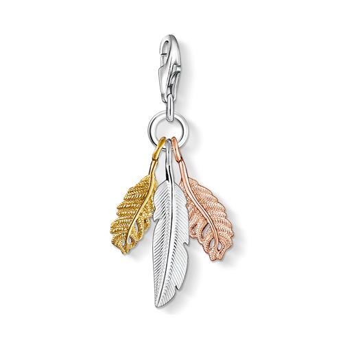 Charm Feathers In 925 Sterling Silver, Tricolor