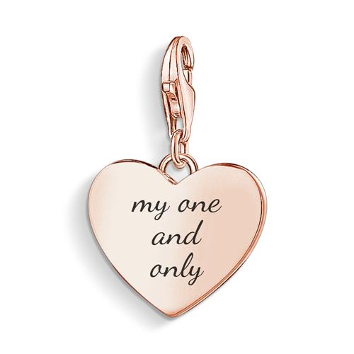 Heart Charm In 925 Sterling Silver, Rose Gold Plated, Zirconia
