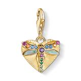 Charm Heart With Dragonfly In Gold-Plated 925 Sterling Silver