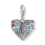 Heart Charm With Dragonfly In Sterling Silver