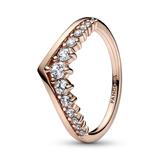 Wishbone Ring For Ladies, Rosé With Cubic Zirconia