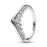 Wishbone Ring For Ladies, Sterling Silver With Cubic Zirconia