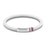 White leather bracelet Interwoven Braid with stainless steel