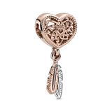 Heart Charm Dreamcatcher With Feathers, Rose