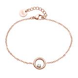 Ladies' Circle Bracelet In Stainless Steel, Rosé, With Zirconia