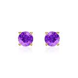 Stud Earrings For Ladies In 14K Gold With Amethysts