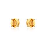 Citrine Ear Studs For Ladies In 14 Carat Yellow Gold