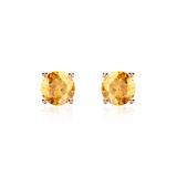 14K Rose Gold Stud Earrings For Ladies With Citrines