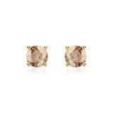 Ladies Ear Studs In 14K Gold With Smoky Quartz