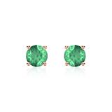 14K Rose Gold Stud Earrings For Ladies With Emeralds