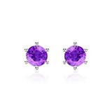Amethyst Ear Studs In 14K White Gold For Ladies