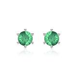 Stud Earrings For Ladies In 14 Carat White Gold, Emeralds