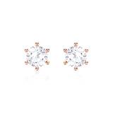 14K Rose Gold Stud Earrings For Ladies With White Topazes