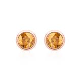 Citrine Ear Studs For Ladies In 14 Carat Rose Gold