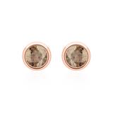 14K Rose Gold Stud Earrings For Women With Smoky Quartz