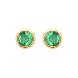 Ladies' Ear Studs In 14K Yellow Gold With Emeralds