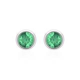 Ladies Ear Studs In 14K White Gold With Emeralds