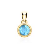 Necklace And Pendant In 14 Carat Gold With Blue Topaz