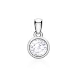 14K White Gold Pendant For Chains With White Topaz