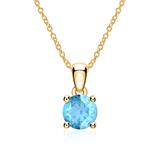 Necklace In 14 Carat Gold With Blue Topaz Pendant