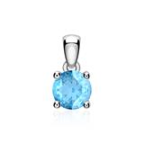 Necklace And Pendant In 14 Carat White Gold With Blue Topaz