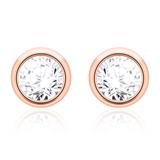 585 Rose Gold Stud Earrings For Ladies With Diamonds