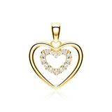 Pendant Hearts In 14ct Gold With Diamonds