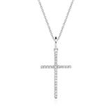 Ladies necklace cross in 14ct white gold with diamonds