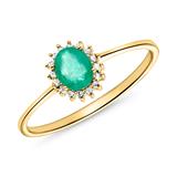 Smaragd Ring Diamanten 0,353 Ct Totaal Geelgoud