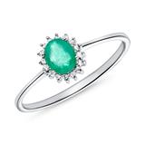 Emerald Ring In 14K White Gold With Diamonds