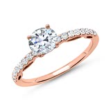 Ring 14ct Rose Gold With Diamonds