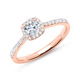 14ct Rose Gold Halo Ring With Diamonds