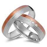 Wedding Rings 8ct Red-White Gold 3 Diamonds