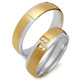 8ct Yellow-White Gold Wedding Rings 4 Diamonds
