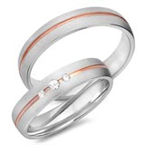 Wedding Rings 14ct Red And White Gold 3 Diamonds